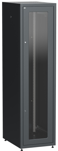 ITK Шкаф сетевой напольный LINEA E 47U 600х800мм стеклянная передняя дверь задняя металлическая черный | код LE05-47U68-GM | IEK
